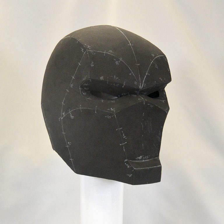 Tactical helmet with minimalistic, sincere face expression. Made with black EVA foam - cosplay headgear