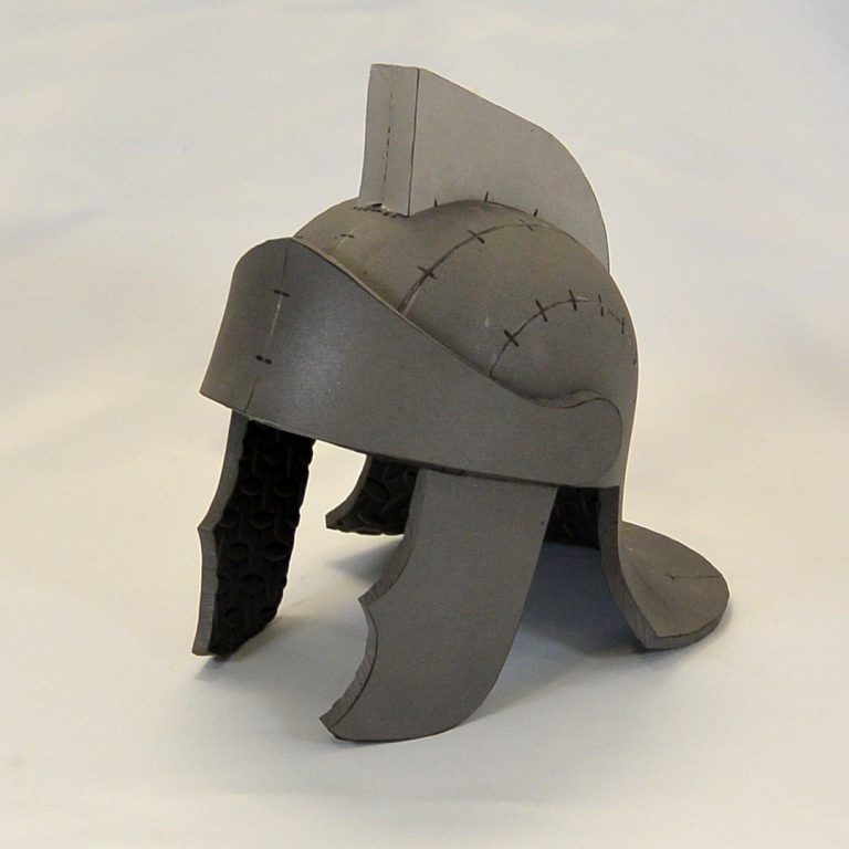Roman inspired historical helmet made with grey EVA foam - cosplay costume
