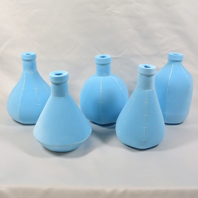 Set of five different bottles made with blue EVA foam - cosplay props