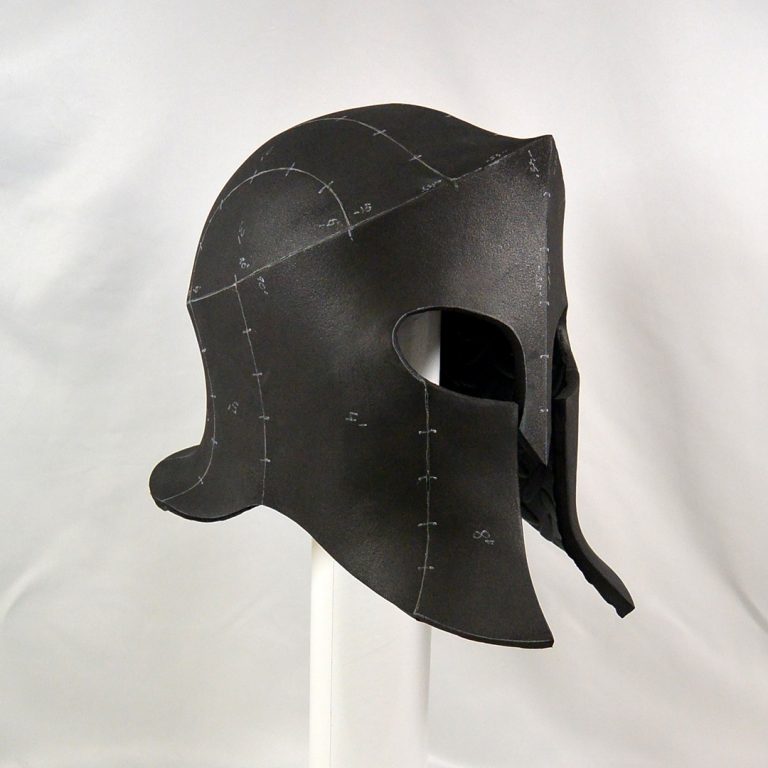 Greek inspired historical helmet made using black EVA foam - cosplay prop and headgear